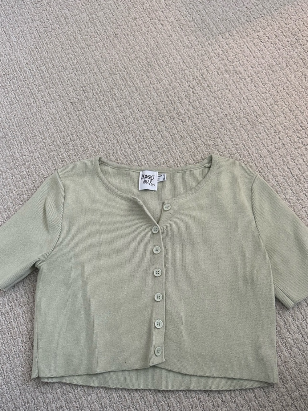 Sage Green Cropped Button Cardigan
